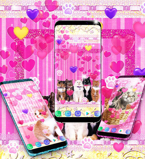 Cute pink kitty live wallpaper screenshot 3