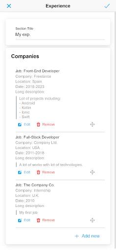 One Page CV: Create Resume PDF скриншот 8