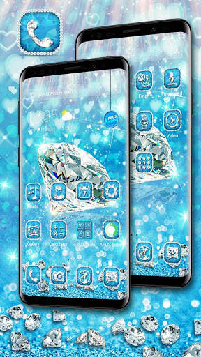 Blue Diamond Azure Bling Shine Launcher Theme screenshot 4
