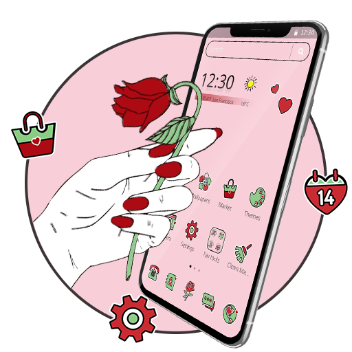 Gesture Pink Love Rose Theme💞 icon