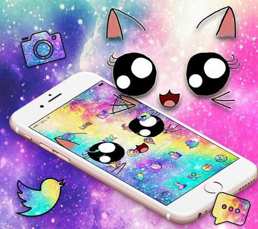 Galaxy Cute Kitty Sparkle Theme screenshot 2