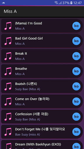 Lyrics for Miss A (Offline) screenshot 1