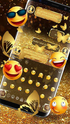 SMS Glitter Gold Butterfly Keyboard screenshot 3