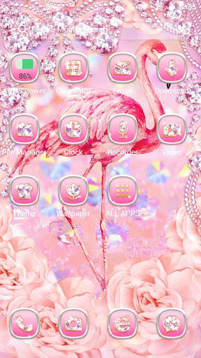 Pink Diamond Flamingo APUS Launcher theme screenshot 2