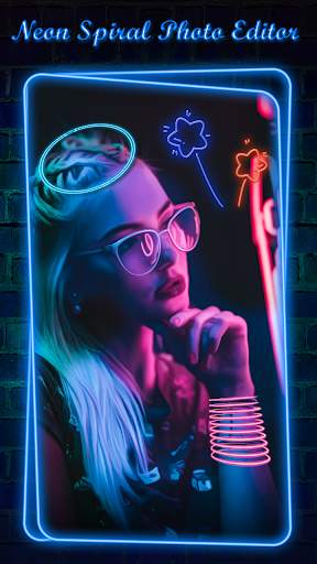 Neon Spiral Photo Editor - Light Neon Crown Camera screenshot 2