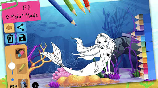 Mermaid coloring pages screenshot 2