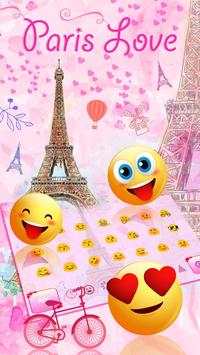Romantic Pink Paris Love Keyboard Theme 3 تصوير الشاشة
