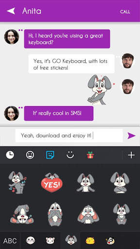 GO Keyboard Sticker Bunny स्क्रीनशॉट 3