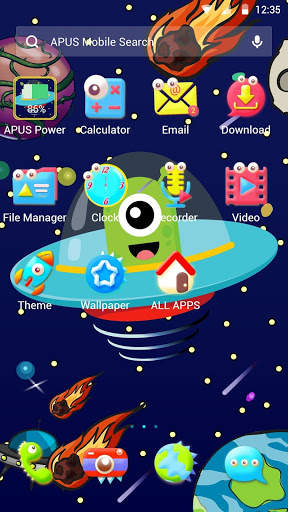 Cute Cartoon Alien APUS Launcher theme screenshot 2