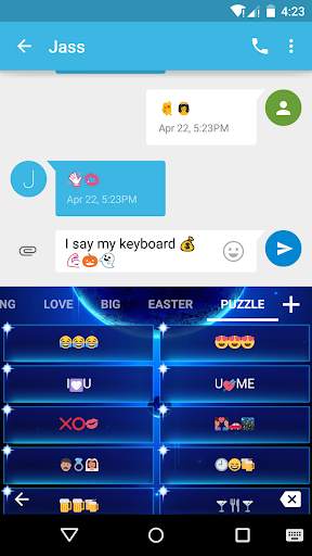 Bling Blue Emoji Keyboard Skin screenshot 4