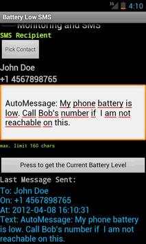 Battery Low SMS скриншот 2