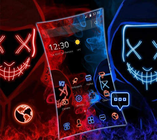Blue Red Fire Led Mask Anonymous Theme скриншот 1