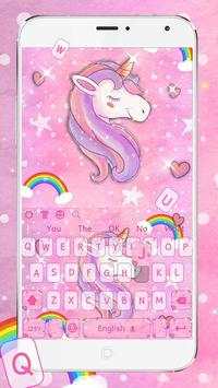 Pink Cute Romantic Rainbow Unicorn Keyboard Theme screenshot 1