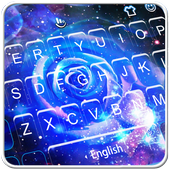 Neon Blue Galaxy Love Rose Keyboard Theme icon