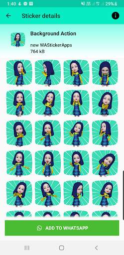 animated stickers for whatsapp - blue girl sticker screenshot 2