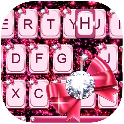 Diamond Butterfly Pink Keyboard Theme 