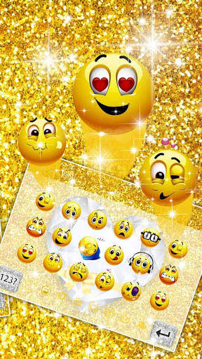 Shiny Gold Heart Diamond Keyboard 3 تصوير الشاشة