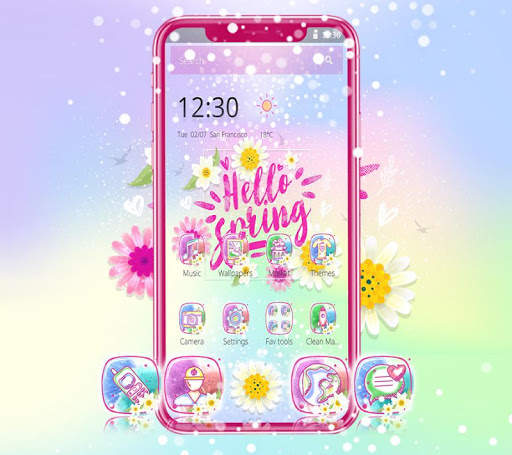 Pink Aesthetic Hello Spring Words Theme screenshot 1