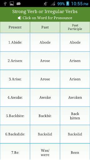 Verbs English Strong and Weak screenshot 3