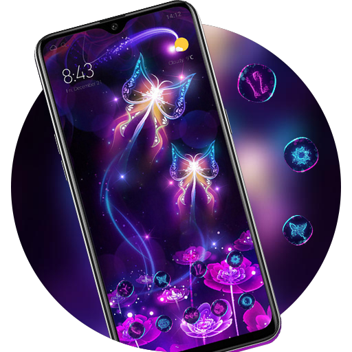 Flower theme | shining flying butterflies icon