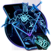 ikon 3D Black Neon Panther Hero Theme