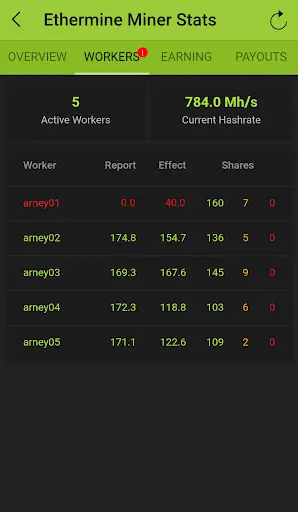 Ethermine Miner Stats screenshot 2