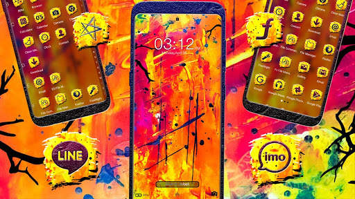 Yellow Red Painting Launcher Theme screenshot 4