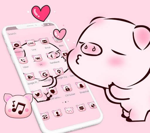 Pink Cute Love Piggy Theme screenshot 3
