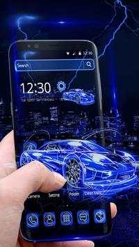 Blue Neon Racing Car Theme 1 تصوير الشاشة