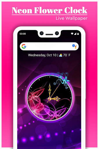 Neon Flower Clock Live Wallpaper screenshot 5