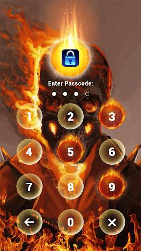 (FREE) Fire Flame Skull - App Lock Master Theme screenshot 2