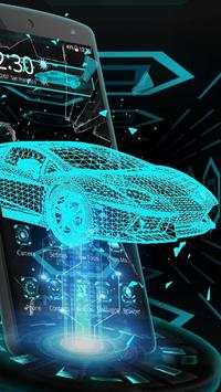3D Neon Car Blue Theme screenshot 1