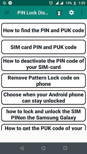 PIN Lock Disable Codes screenshot 1