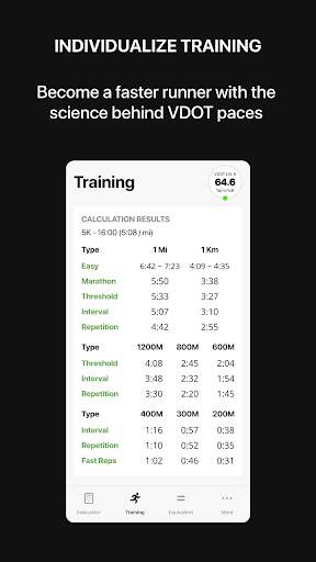 VDOT Running Calculator screenshot 2