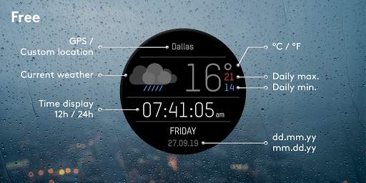 Weather Black Premium Watch Face 2 تصوير الشاشة