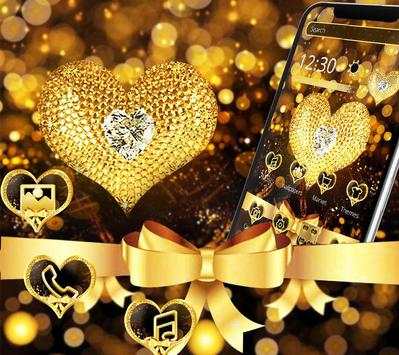 Golden  Love Heart Bow Theme screenshot 1