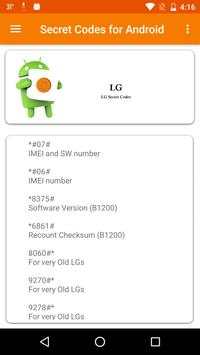 Secret Codes for Android *# screenshot 2
