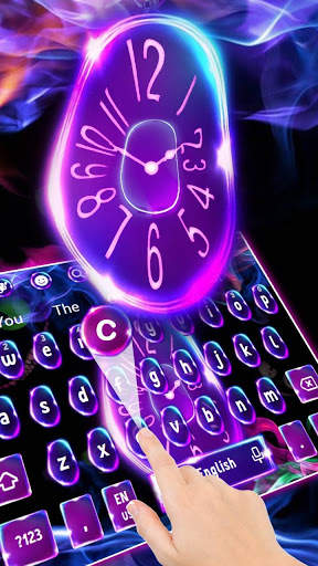 Mystery Neon Clock Keyboard Theme screenshot 1
