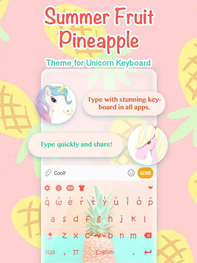 Summer Fruit Pineapple Keyboard Theme for Girls screenshot 1