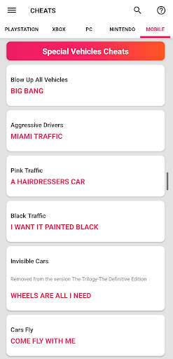 Cheats for GTAuto Vice City screenshot 5