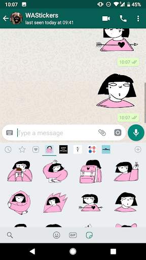 Pink Girl WAStickerApp Sweet stickers for WhatsApp screenshot 3