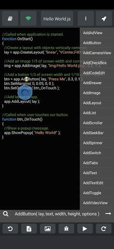 DroidScript - JavaScript IDE screenshot 2