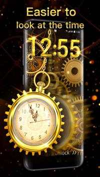 3D Golden Analog Clock lock screen screenshot 2