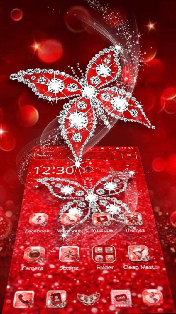 Red Diamond Butterfly Theme screenshot 2