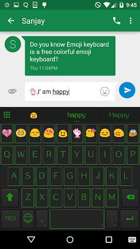 Green Neon Emoji Keyboard Skin screenshot 5