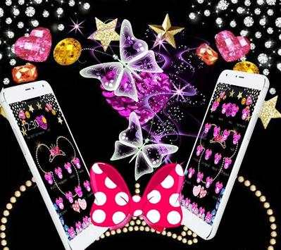 Pink Black Micky Bow Glitter Theme screenshot 3