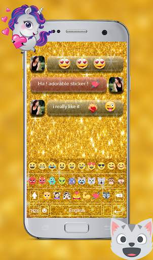 Gold Glitter Emoji Keyboard - Gold Emoji Keyboard screenshot 4