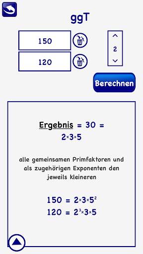 Berechnung ggT kgV Primfaktorzerlegung Zahlen LITE screenshot 2