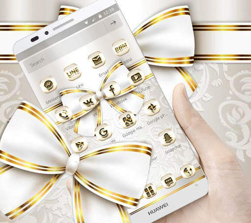 Extravagant Platinum Gold Bowknot Theme screenshot 3