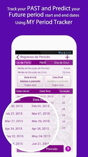 Meu Period Tracker/ Calendário screenshot 3